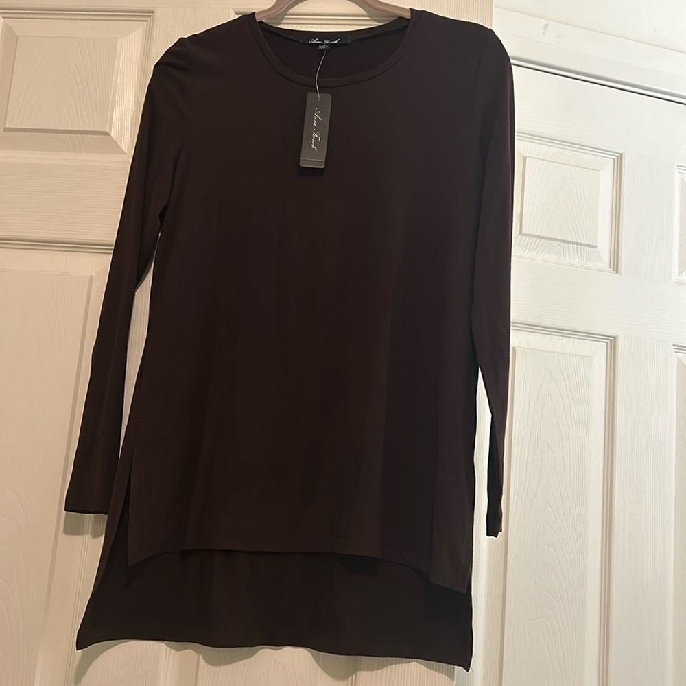 Chocolate long sleeve top.